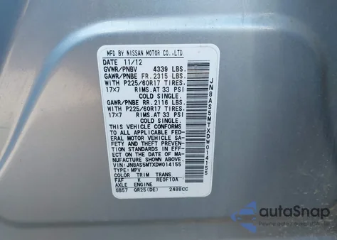 2013 Nissan Rogue Sv из США, поврежденный, VIN JN8AS5MTXDW014155